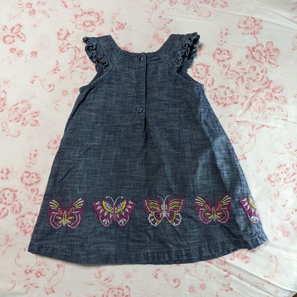 2/20*Baby Gap Infant Denim w/Embroidered Butterflies Dress - size 18-24 months - Picture 2 of 13